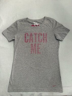 Nike Womans Grey Slim Fit Shirt "Catch Me If You Can" Medium